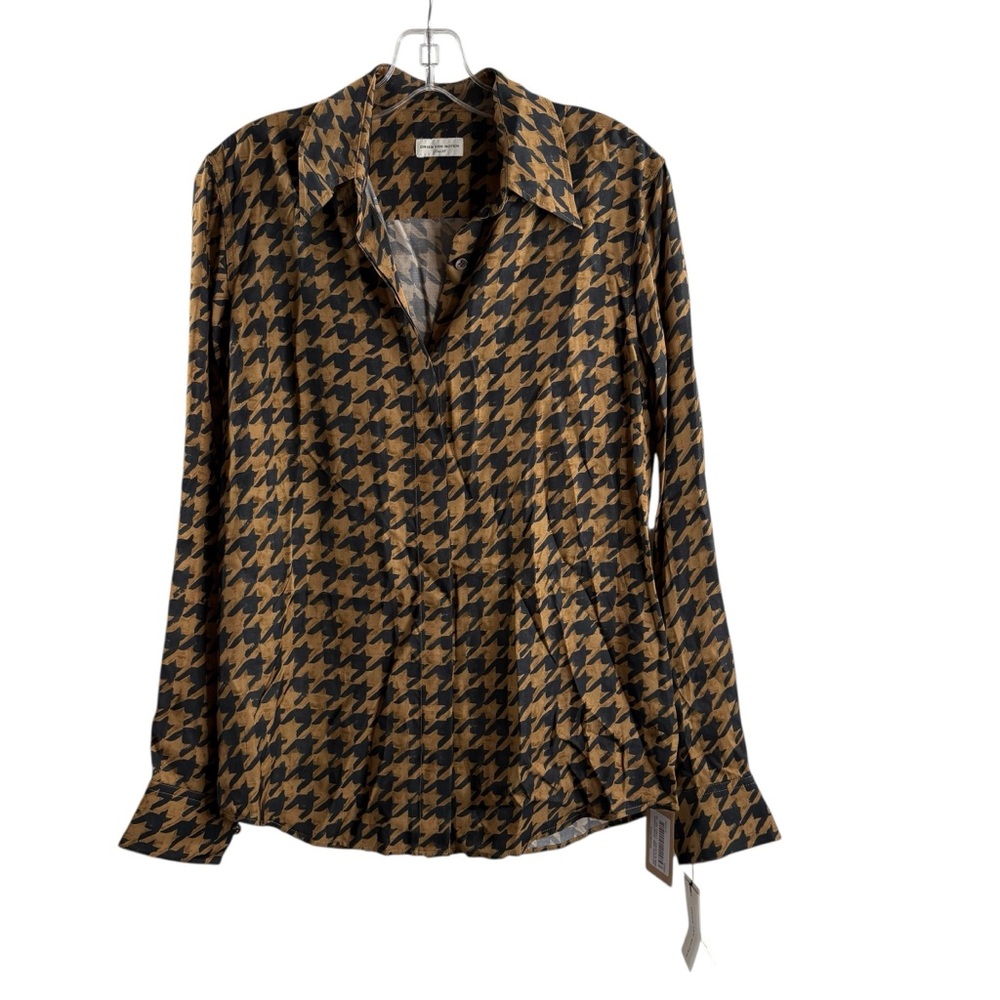 Dries Van Noten Tan and Black Houndstooth Shirt